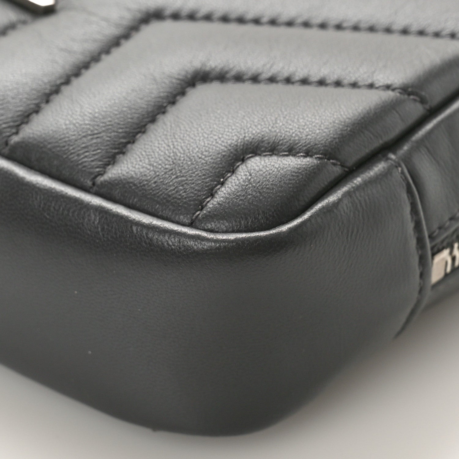 Saint Laurent Lambskin Y Quilted Monogram Loulou Cosmetic Case Asphalt Grey 8 of 9