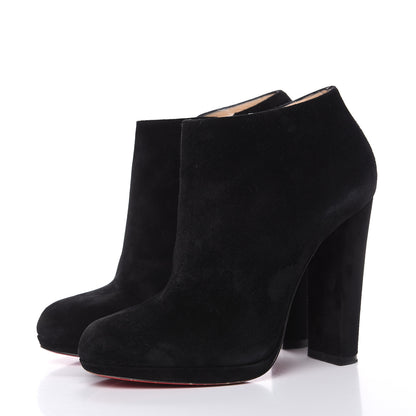 Christian Louboutin Veau Velours Rock and Gold 120 Ankle Booties 38.5 Black 3 of 13