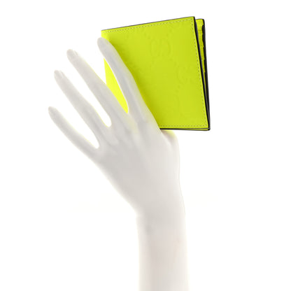 Gucci Rubber Effect GG Embossed Bi-Fold Wallet Fluorescent Yellow 2 of 8