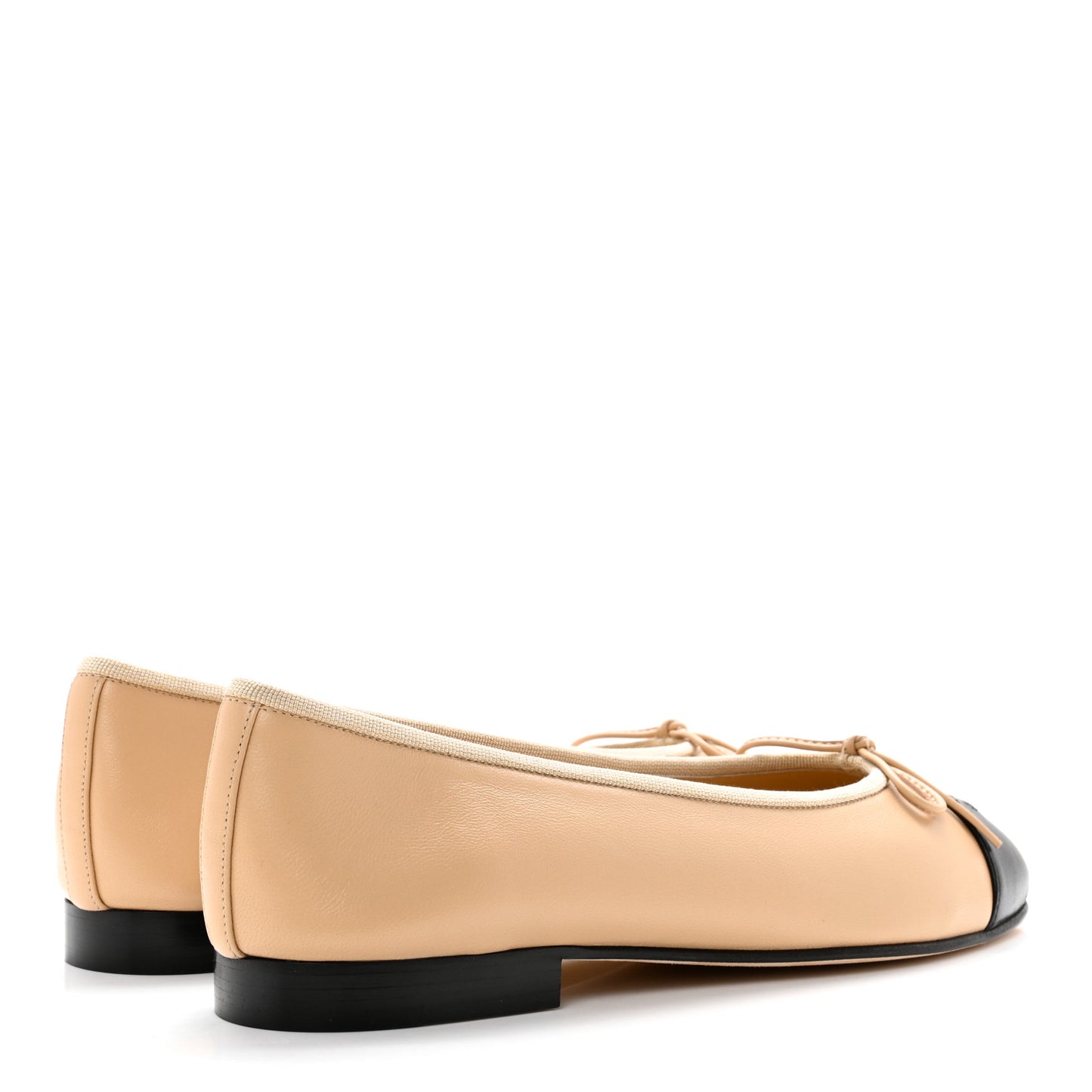 Lambskin Cap Toe CC Ballerina Flats 38 Beige Black