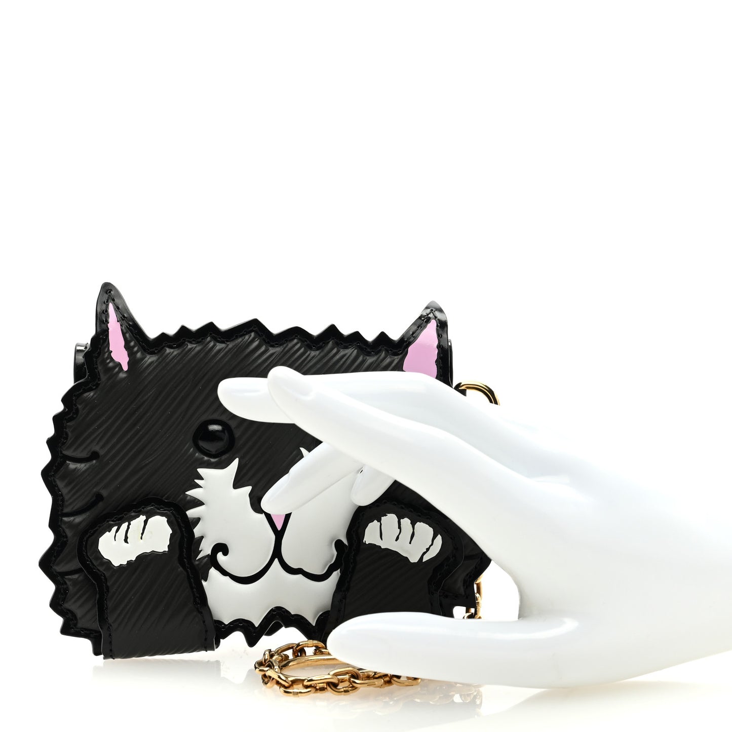 Epi Catogram Calfskin Cat Card Holder Black