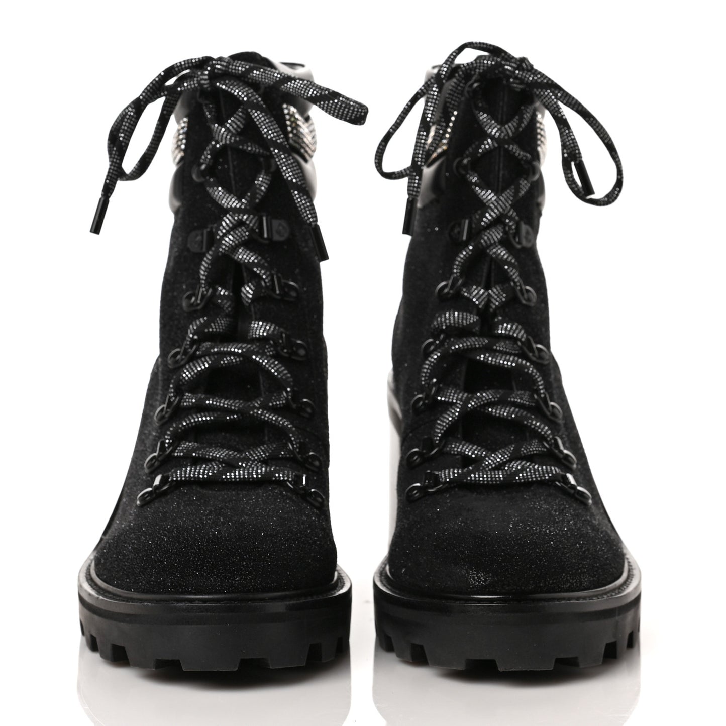 Suede Glitter Crystal Embellished Womens Eshe 65 Hiking Boots 41 Black