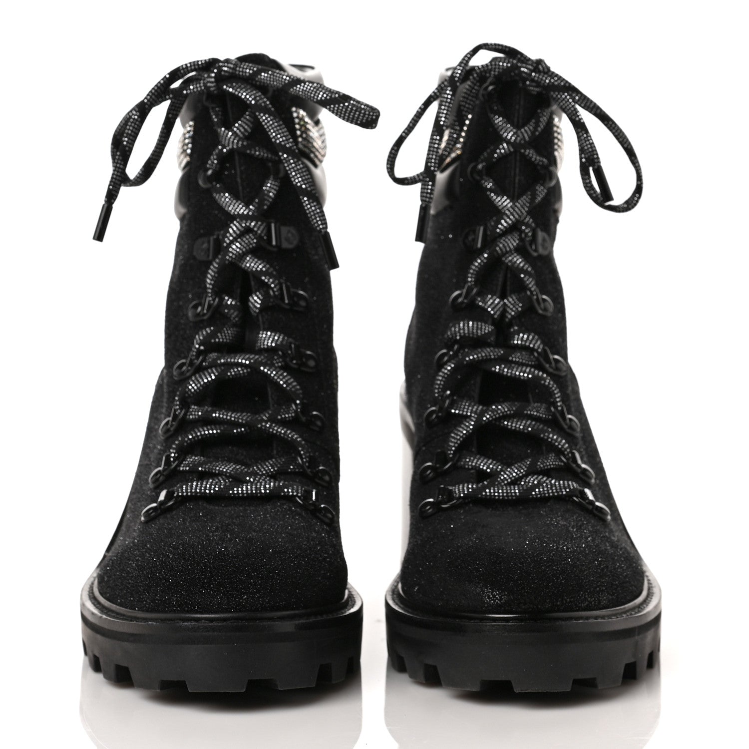 Jimmy Choo Suede Glitter Crystal Embellished Womens Eshe 65 Hiking Boots 41 Black 2 of 6