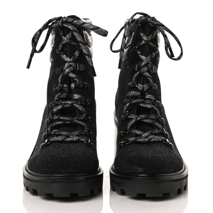 Jimmy Choo Suede Glitter Crystal Embellished Womens Eshe 65 Hiking Boots 41 Black 2 of 6