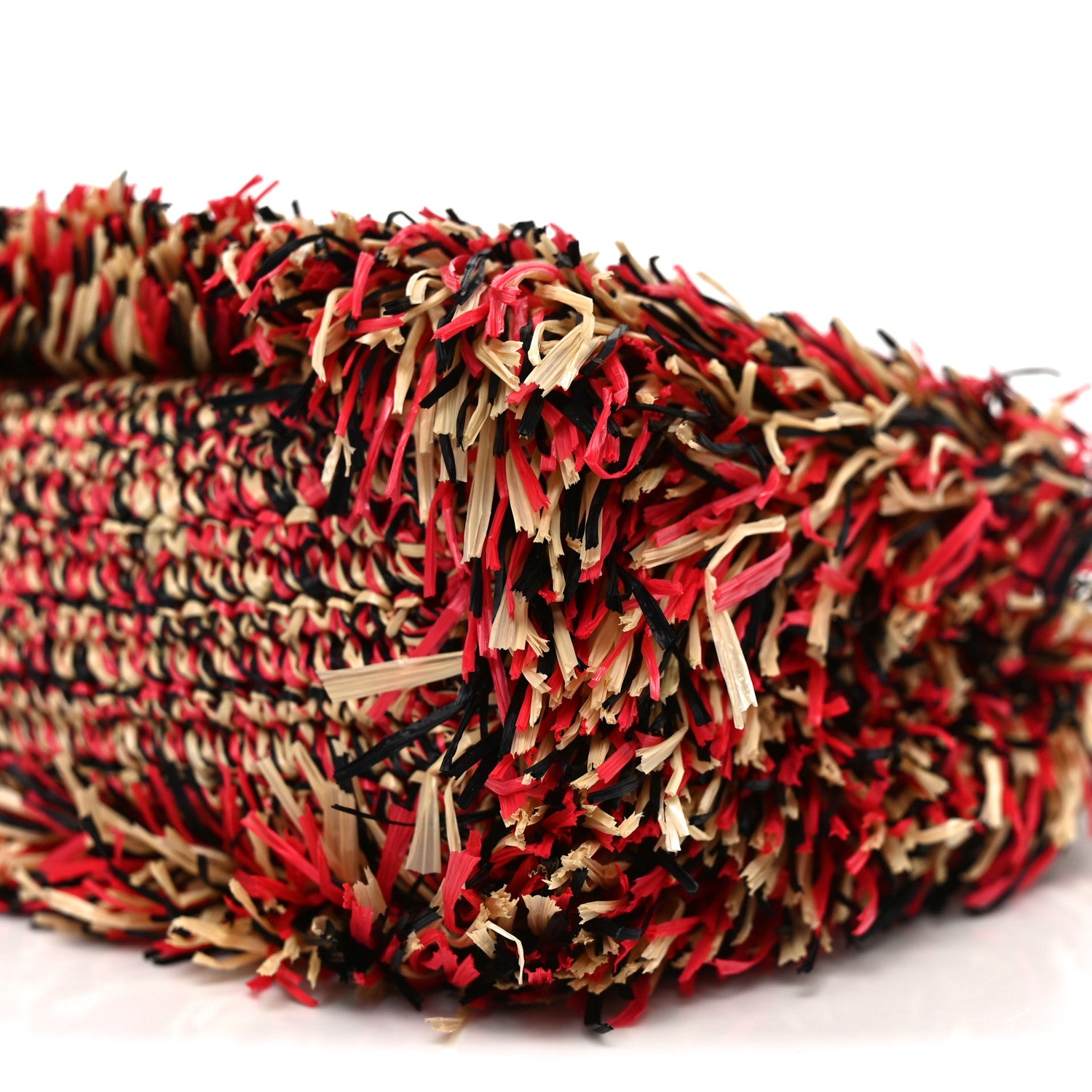 Chanel Raffia Fringe Nano Kelly Shopper Red Beige Black 10 of 11