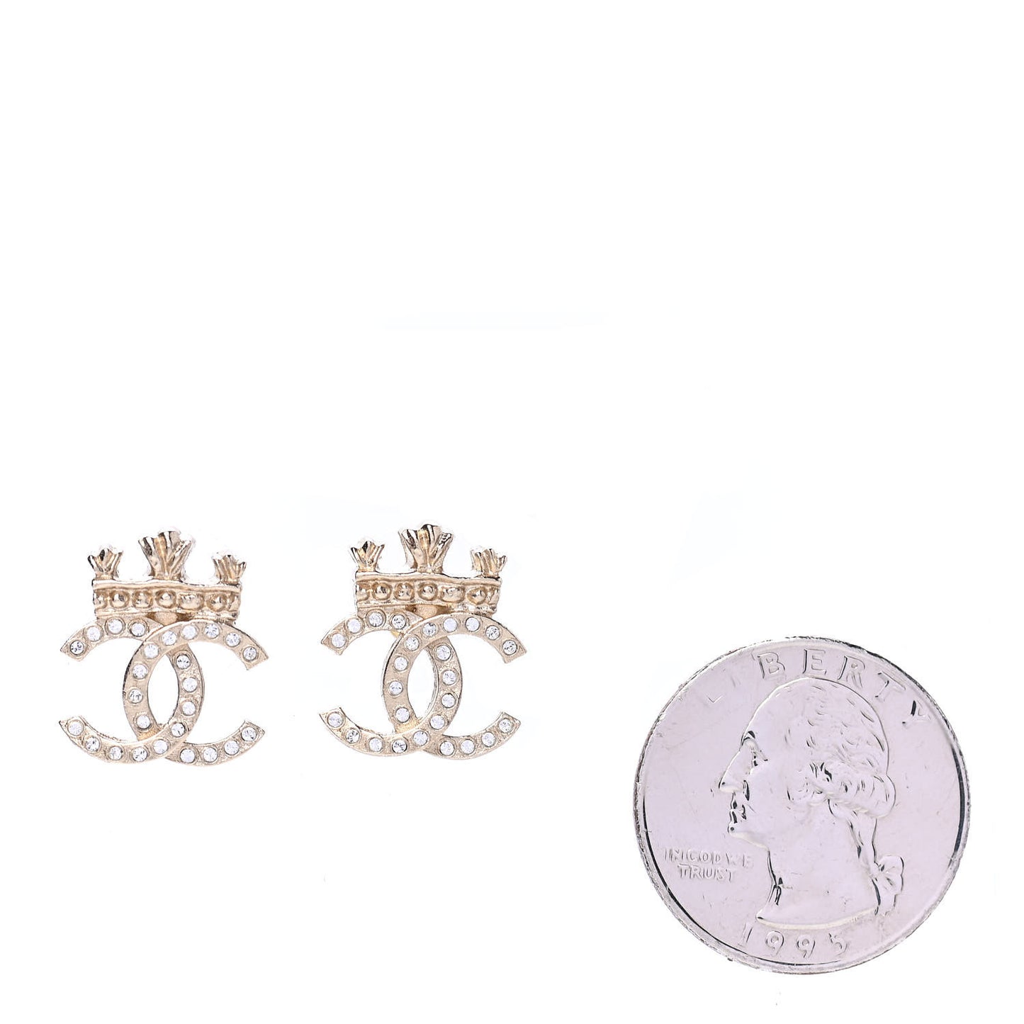 Crystal CC Crown Earrings Gold