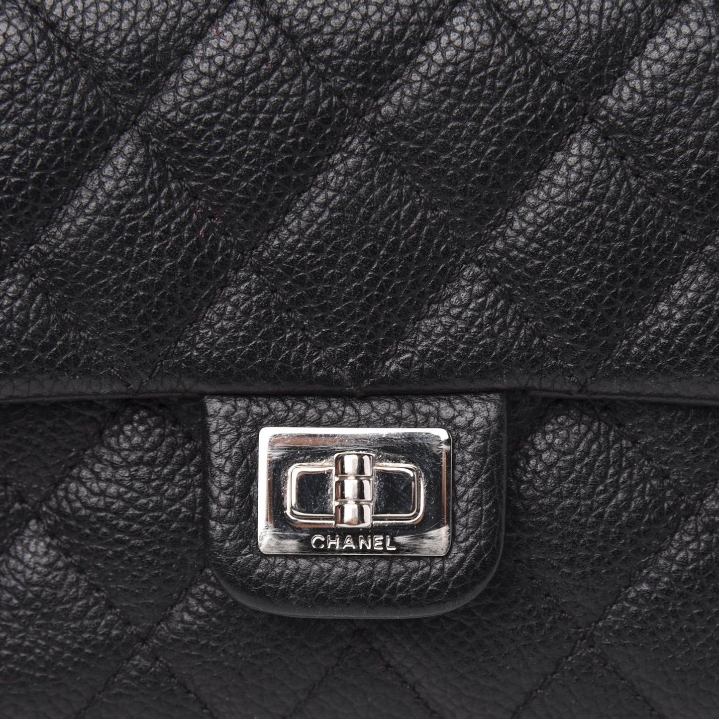 Grained Calfskin Quilted 2.55 Reissue Flap Belt Bag Clutch Black