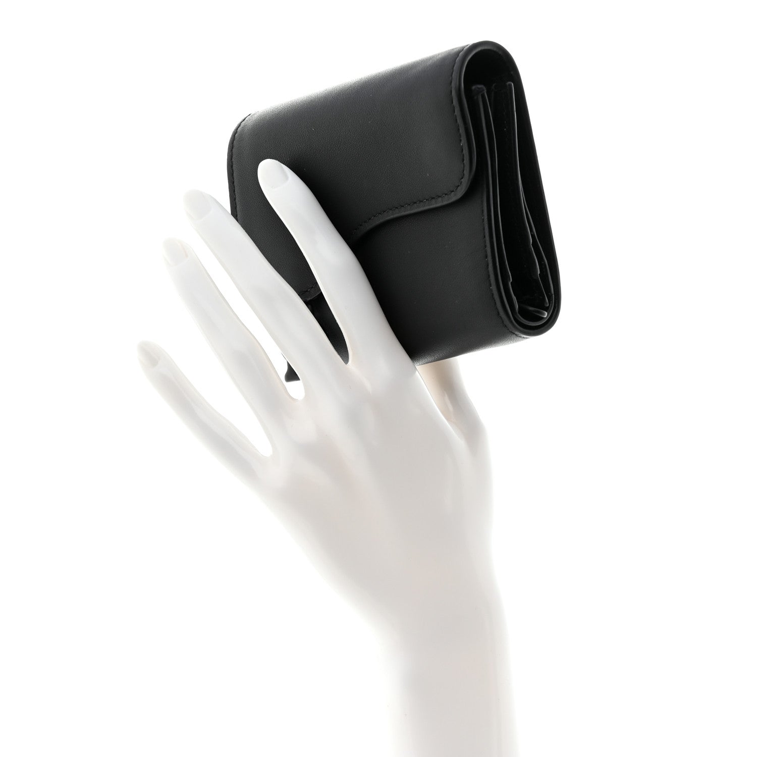 Christian Dior Ultra Matte Calfskin Saddle Lotus Wallet Black 2 of 8