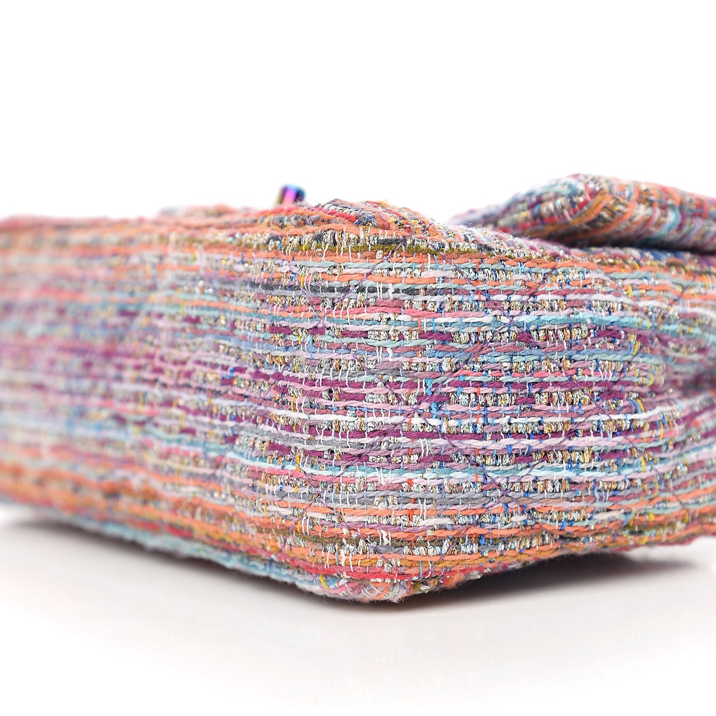 Tweed Quilted Mini Rectangular Flap Blue Pink Orange