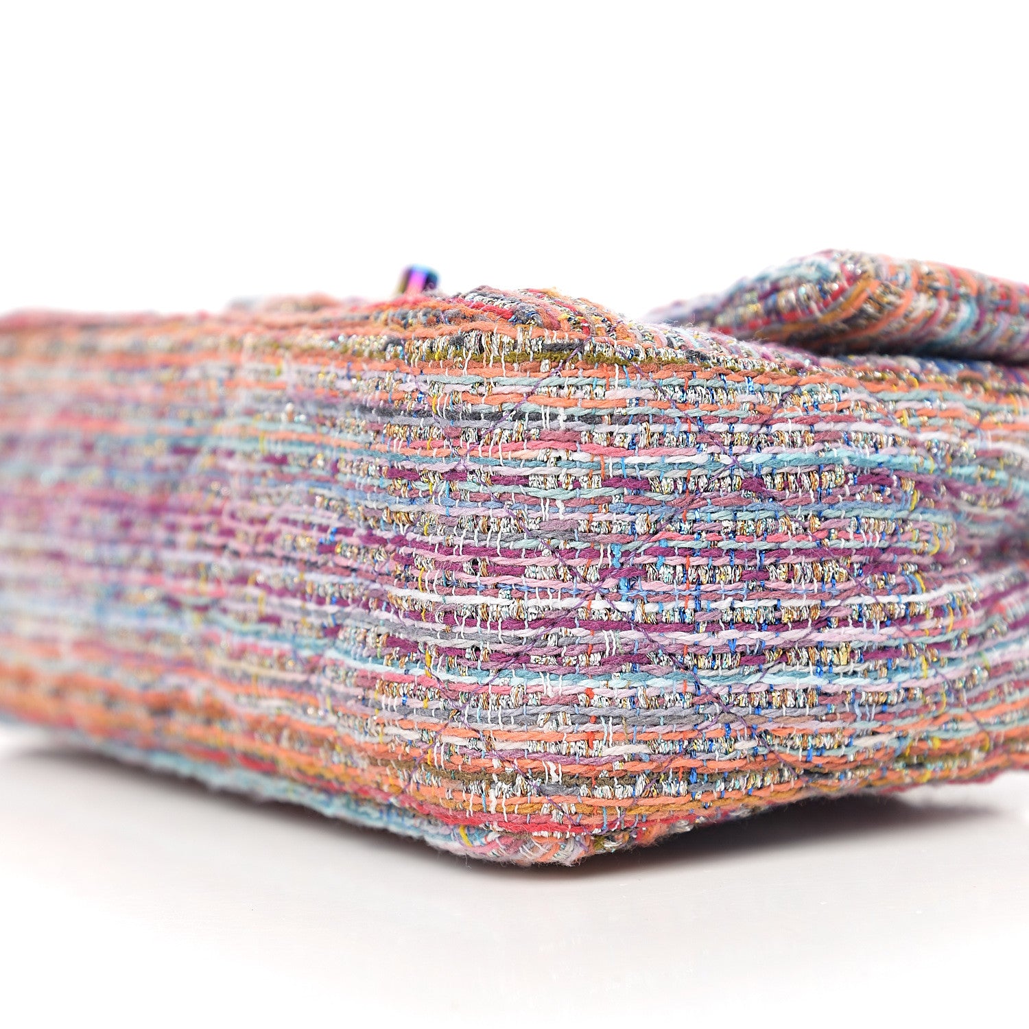 Chanel Tweed Quilted Mini Rectangular Flap Blue Pink Orange 5 of 10