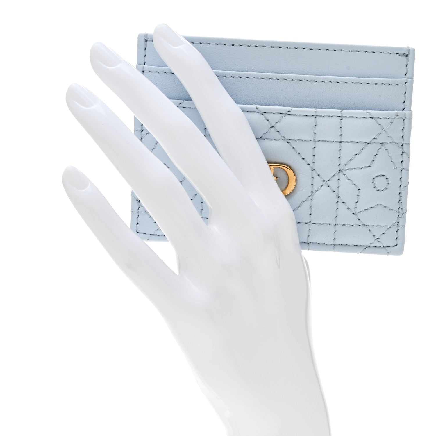 Christian Dior Lambskin Pearl Cannage Star Caro Freesia Card Holder Sku Blue 2 of 7