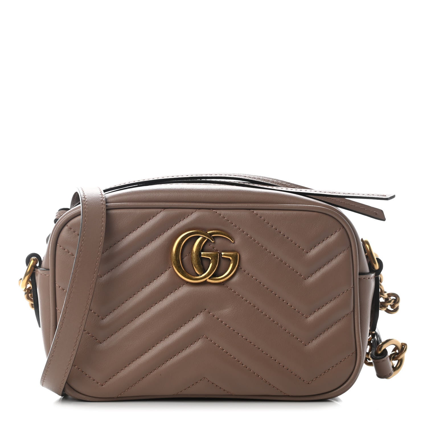 Gucci Calfskin Matelasse Mini GG Marmont Chain Shoulder Bag Porcelain Rose 1 of 9