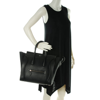 Celine Drummed Calfskin Mini Luggage Black 2 of 9