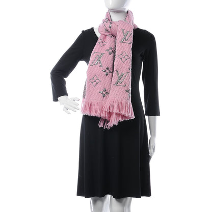 Louis Vuitton Wool Silk Logomania Shine Scarf Pink 2 of 4