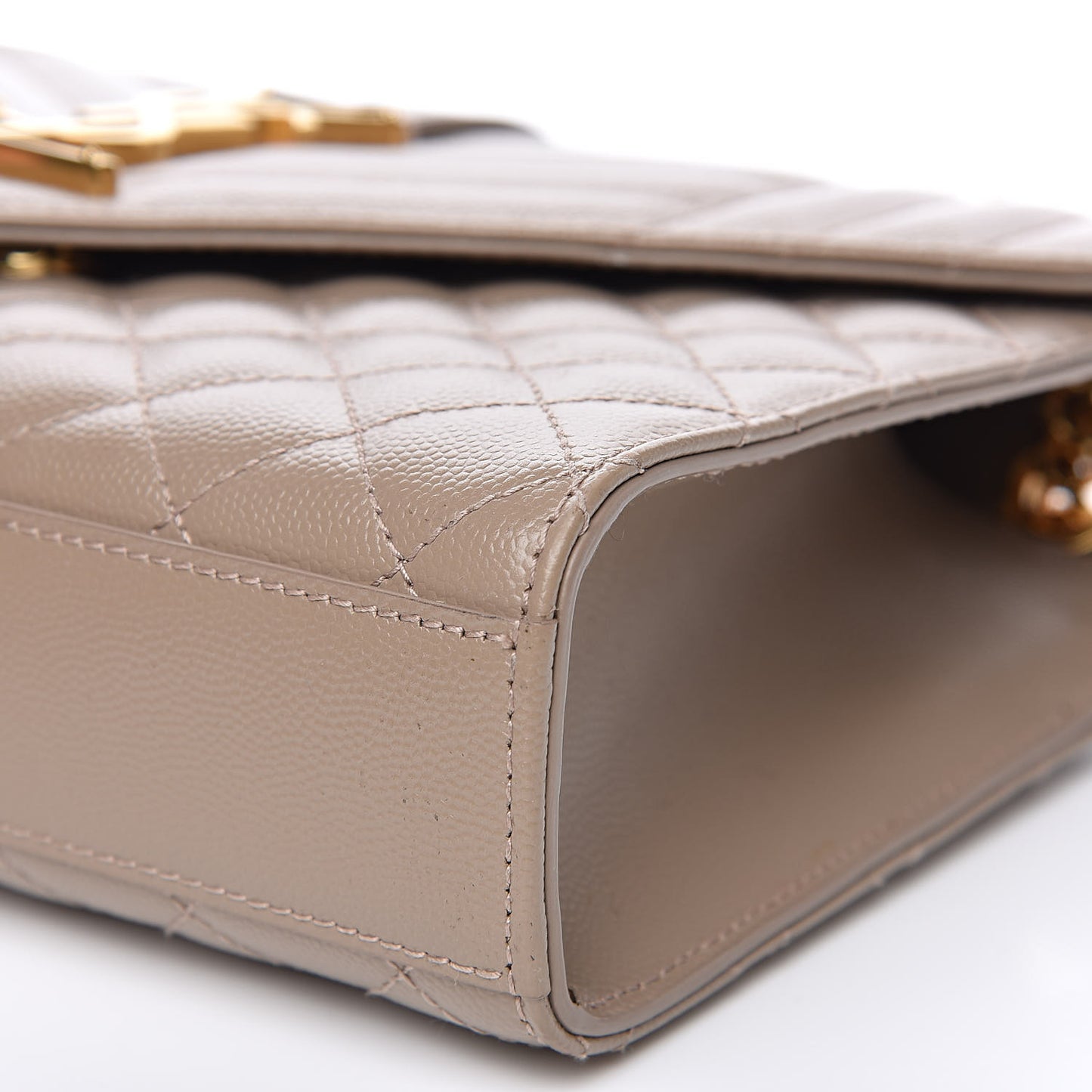 Grain De Poudre Textured Mixed Matelasse Medium Triquilt Monogram Satchel Taupe