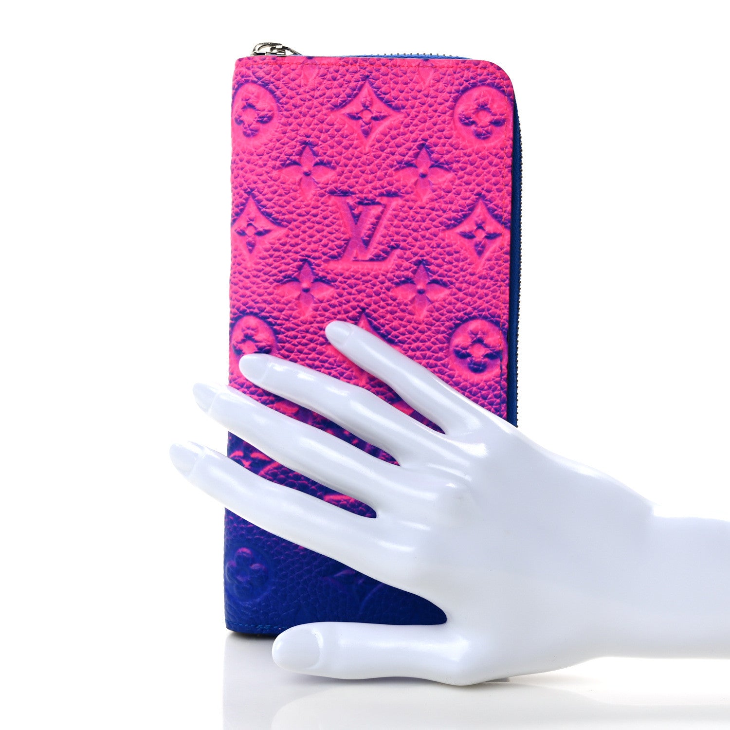 Louis Vuitton Taurillon Illusion Zippy Vertical Wallet Bleu Rose 2 of 9