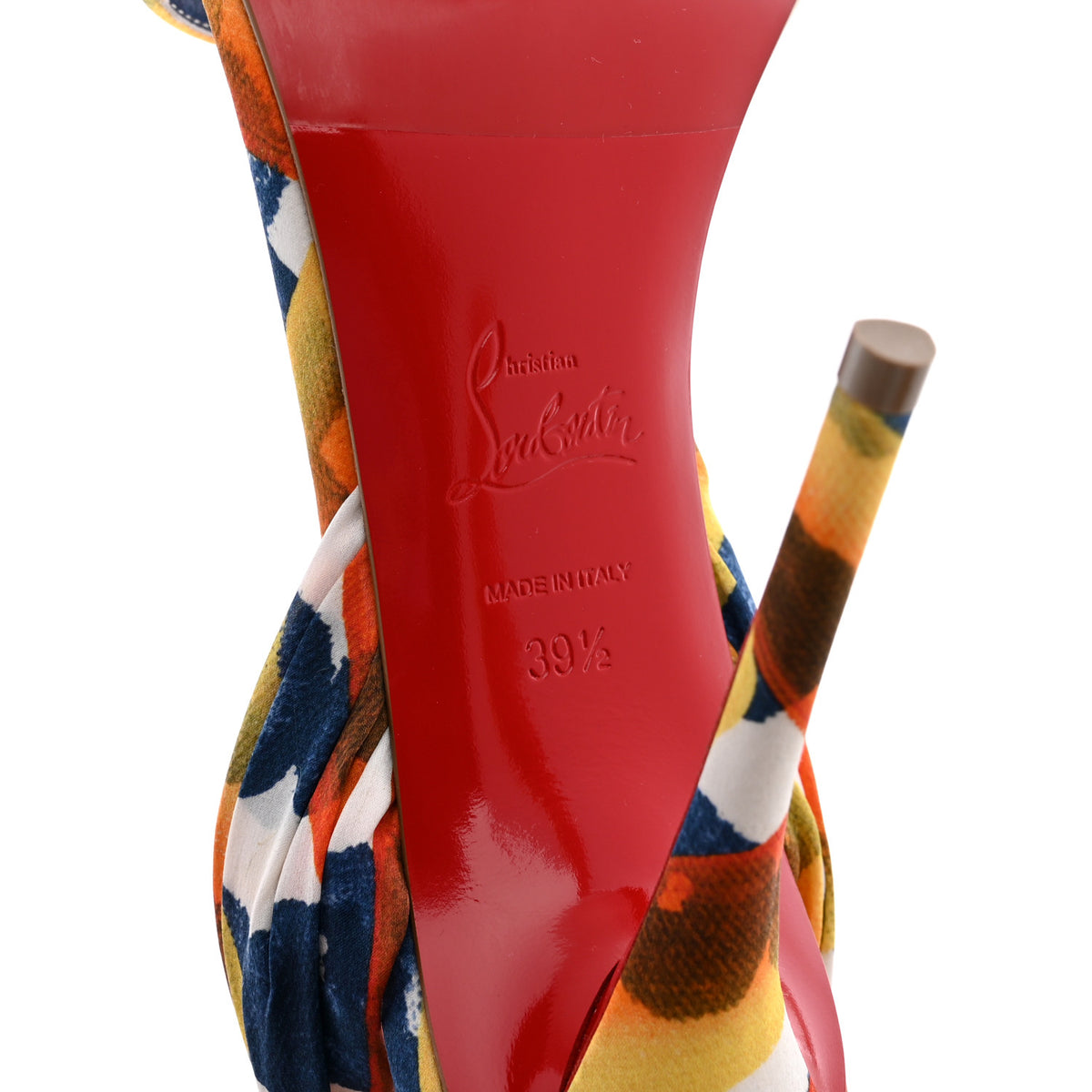 Christian Louboutin Crepe Satin Gaagal Miss Z Du Desert 100 Ankle Wrap Sandals 39.5 Multicolor Magma 7 of 8