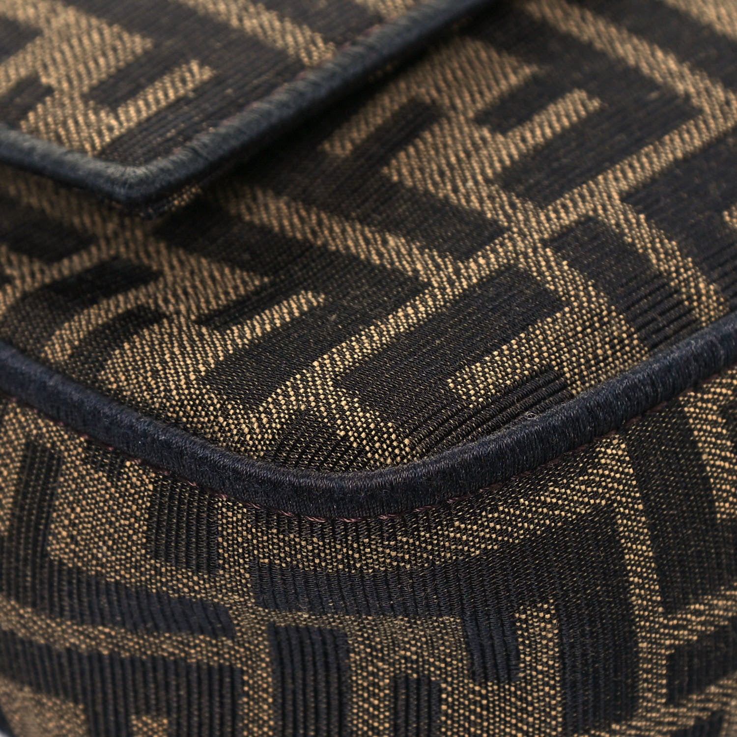 Fendi Fabric Jacquard FF 1974 Medium Baguette Tobacco Moro Black 9 of 17