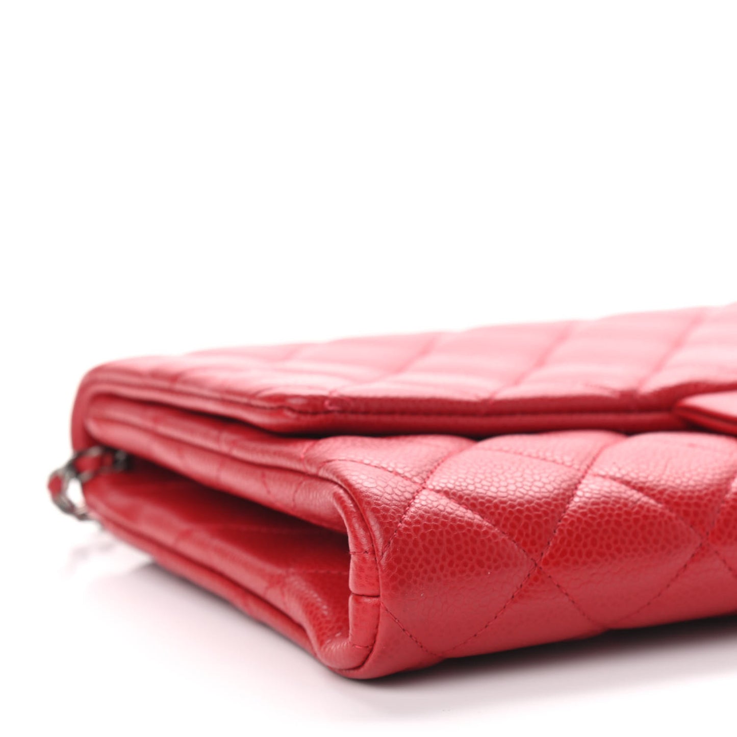 Caviar Quilted Clutch With Chain Flap Red