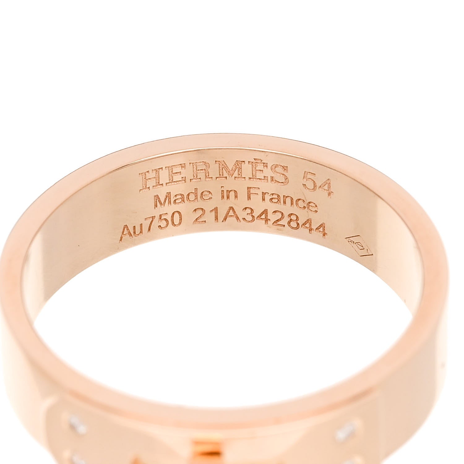 Hermes 18K Rose Gold Diamond PM Kelly Ring 54 7 4 of 5