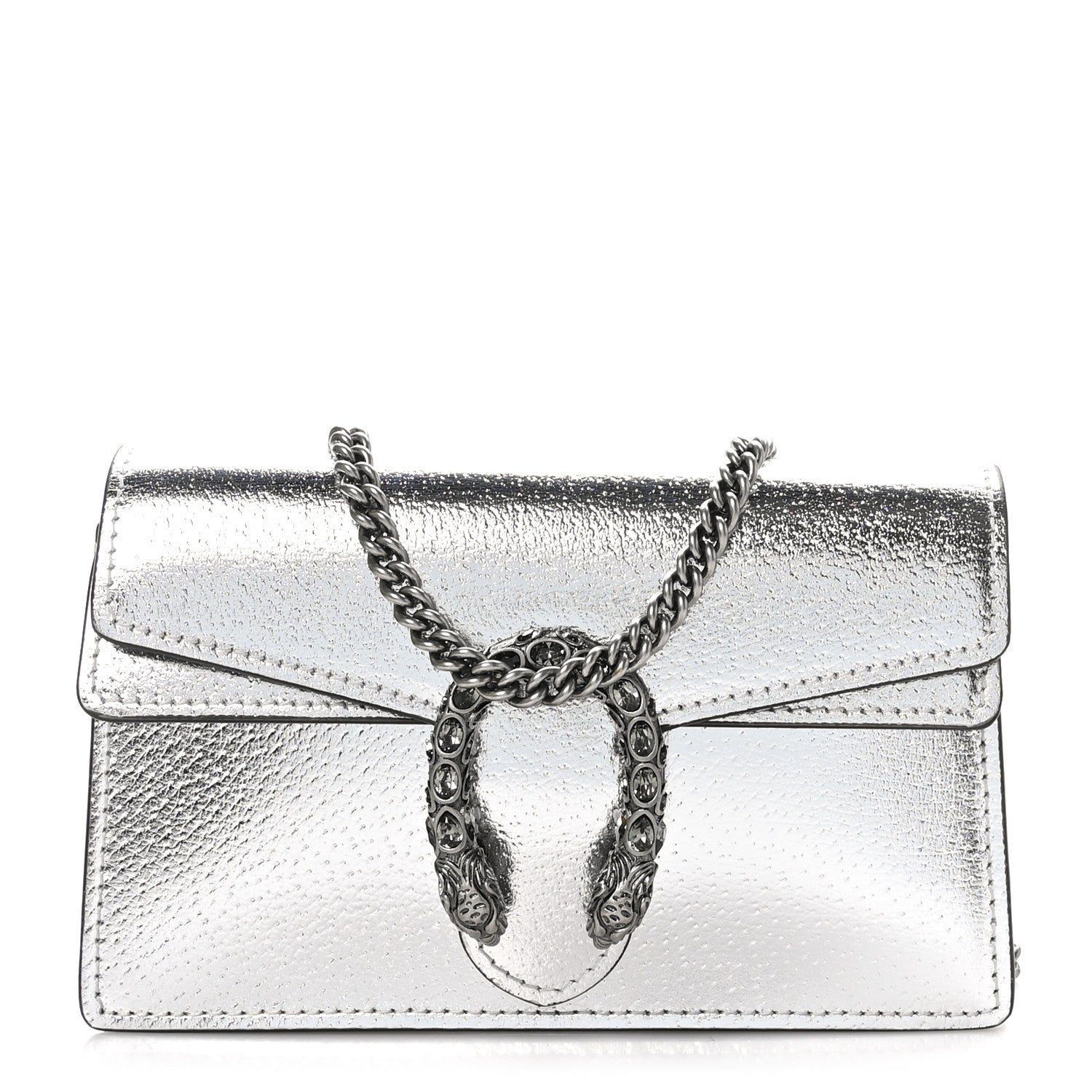 Gucci Metallic Calfskin Super Mini Dionysus Shoulder Bag Silver 1 of 11