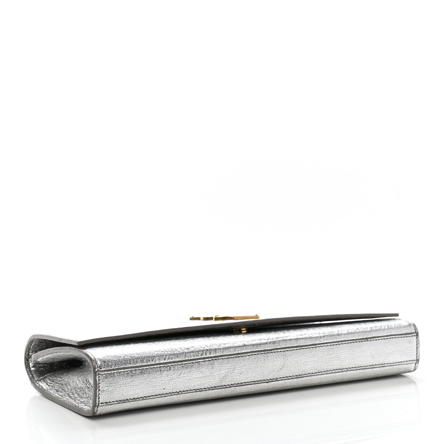 Textured Metallic Calfskin Classic Monogram Cassandre Clutch Silver