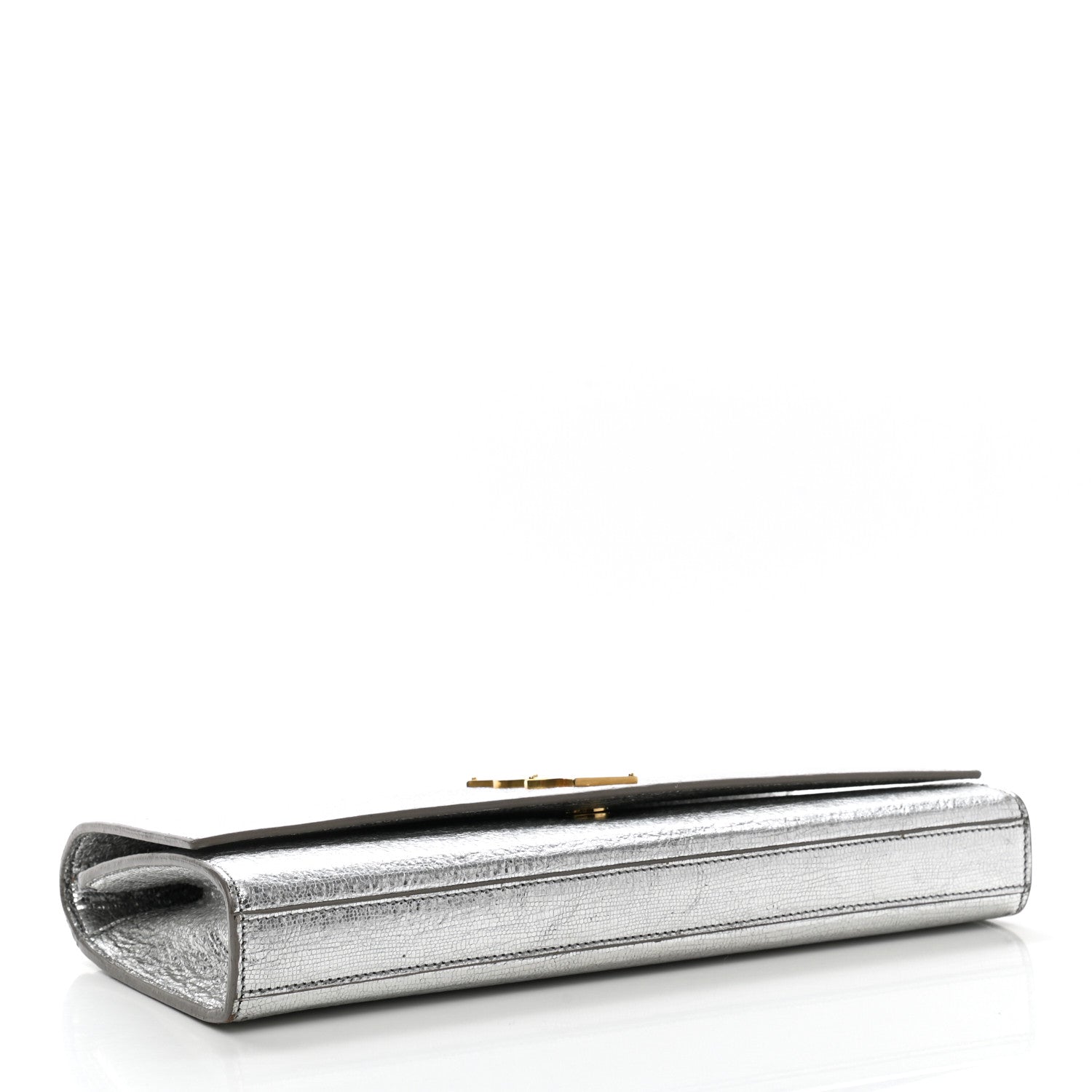 Saint Laurent Textured Metallic Calfskin Classic Monogram Cassandre Clutch Silver 4 of 9
