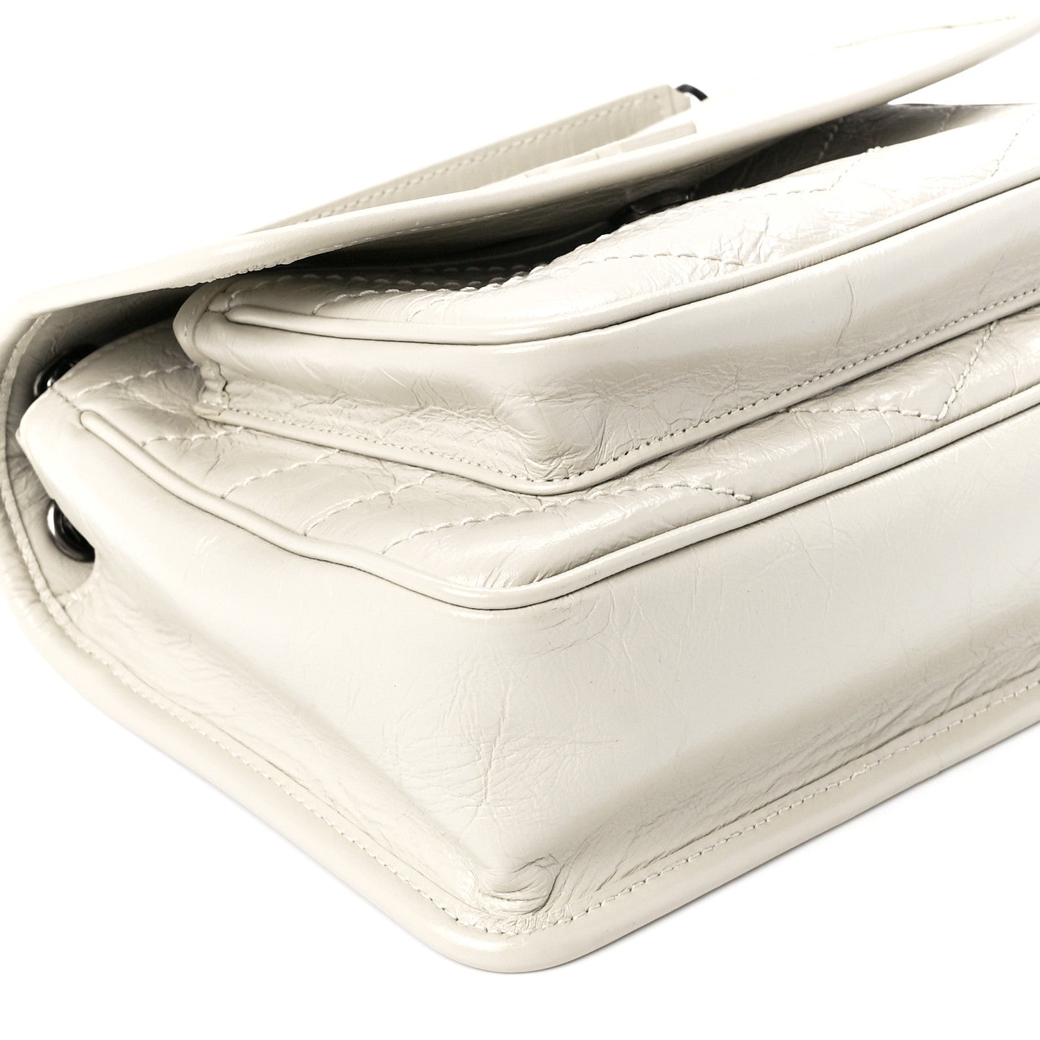 Saint Laurent Crinkled Calfskin Matelasse Monogram Baby Niki Chain Satchel White 11 of 13