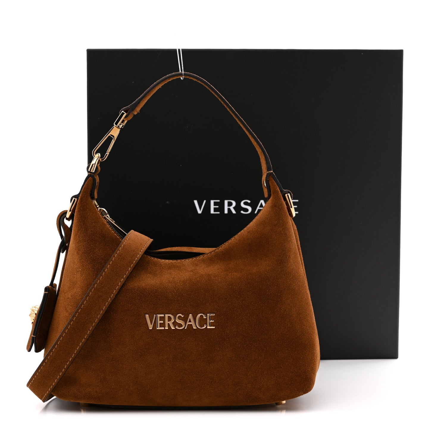 Suede Logo Tag Hobo Tobacco