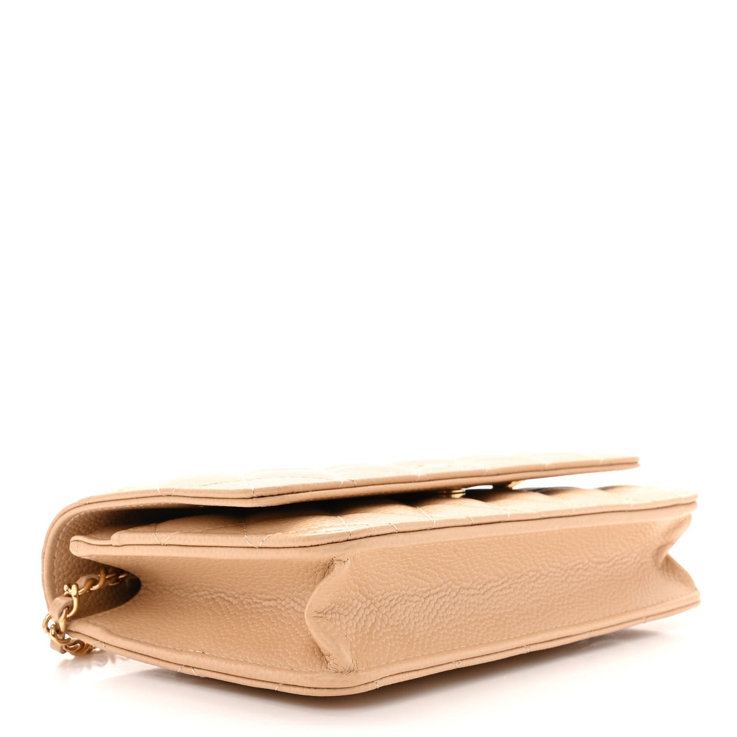 Caviar Quilted Wallet On Chain WOC Beige