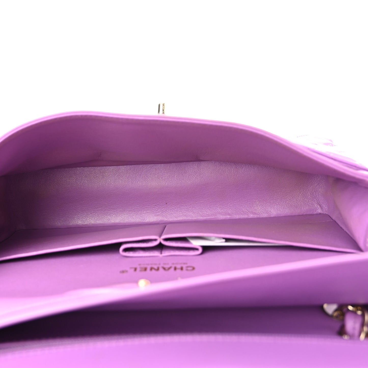 Patent Quilted Medium Double Flap Light Purple