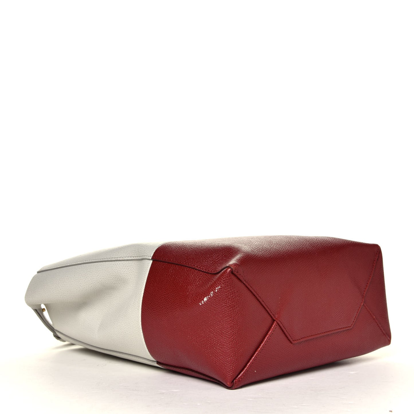 Grained Calfskin Small Vertical Bi-Cabas Cream Red