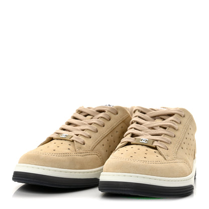 Chanel Suede Calfskin Logo Sneakers 38 Beige 4 of 10