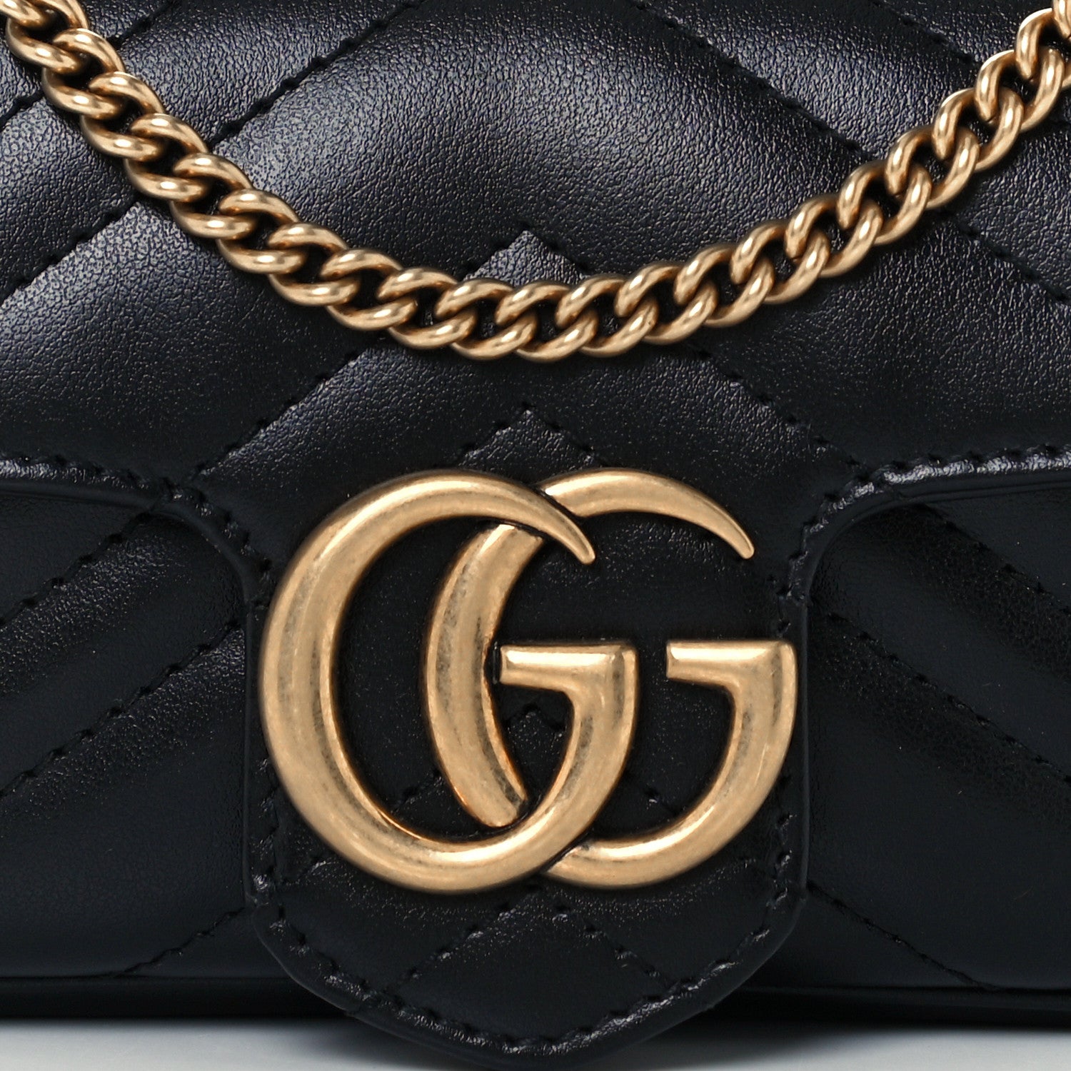 Gucci Calfskin Matelasse Super Mini GG Marmont Shoulder Bag Black 8 of 11