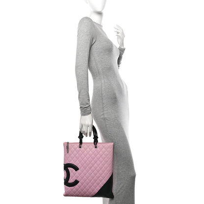 Chanel Calfskin Quilted Cambon Flat Tote Pink Black 2 of 14