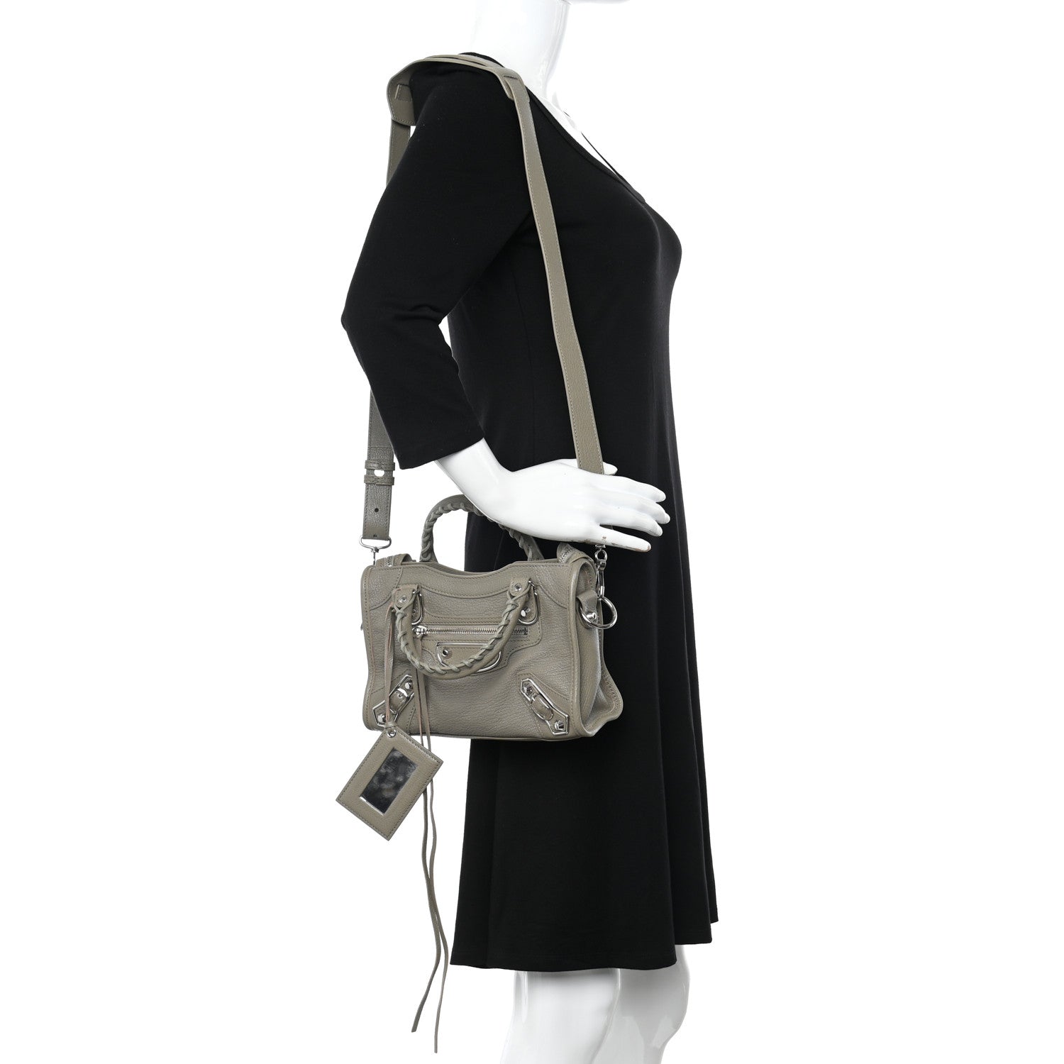 Balenciaga Chevre Silver Metallic Edge Hardware Mini City Gris Taupe 2 of 12