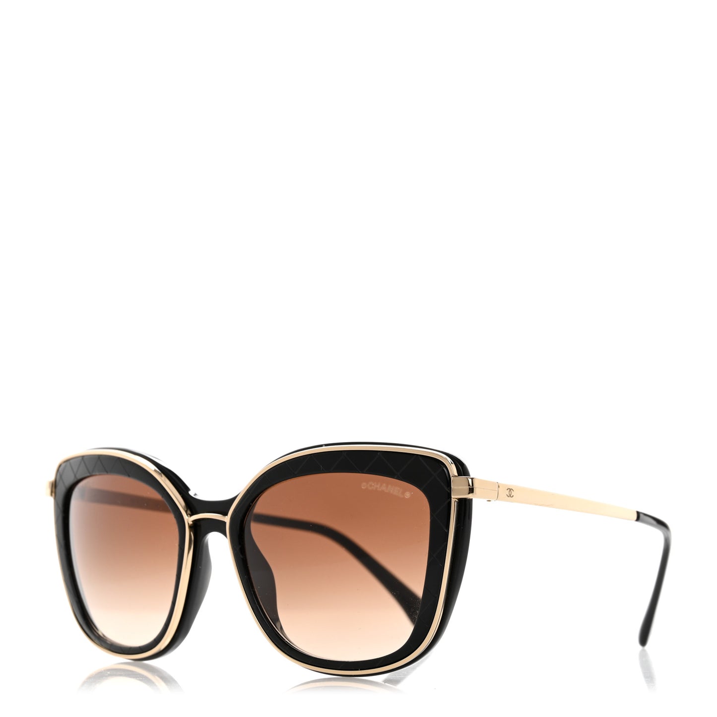 Acetate Quilted Metal Butterfly Sunglasses 4238-A Black