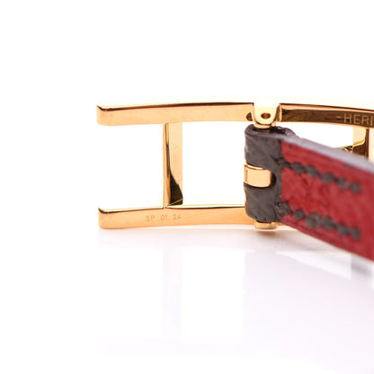 Hermes Epsom Behapi Double Tour Bracelet XS Rouge Casaque Etain 5 of 8