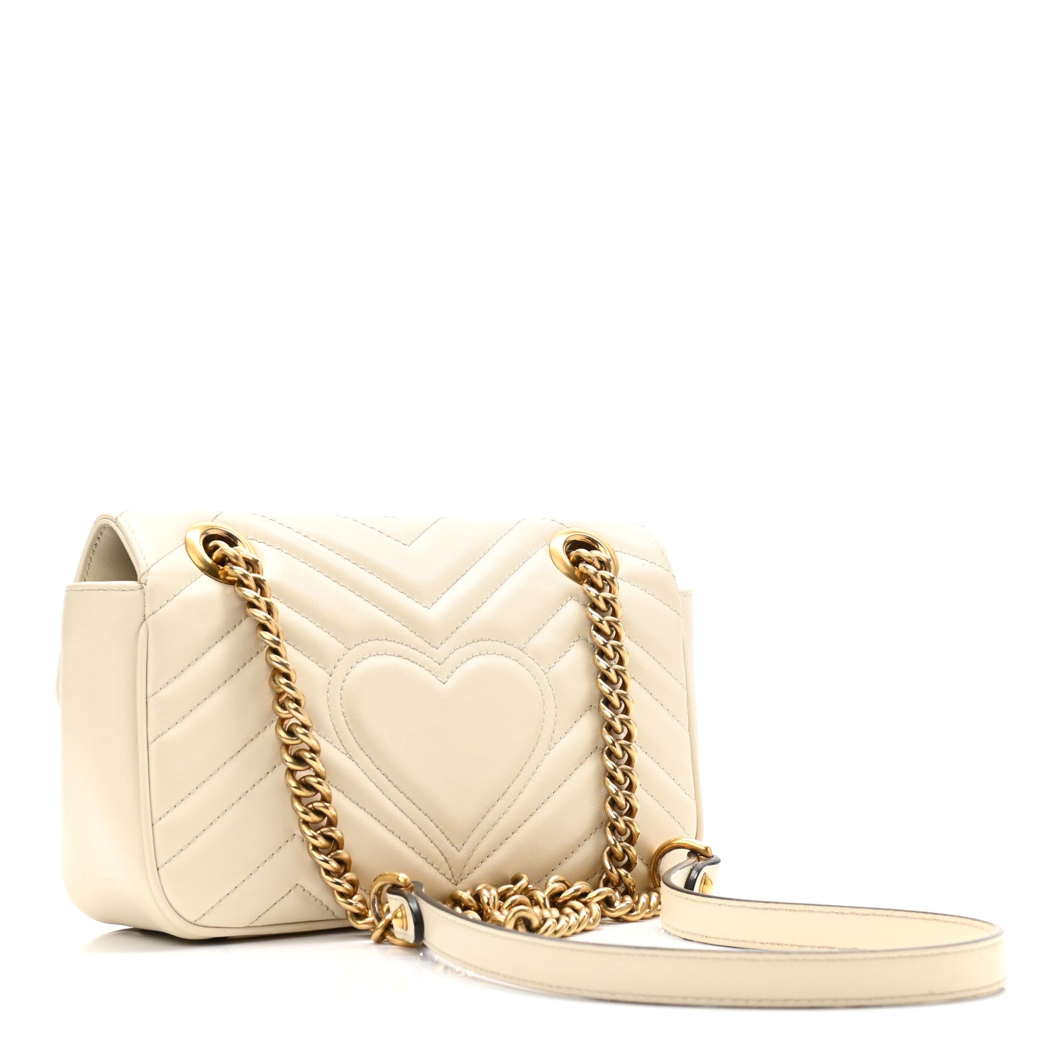 Gucci Calfskin Matelasse Mini GG Marmont Shoulder Bag White 3 of 12
