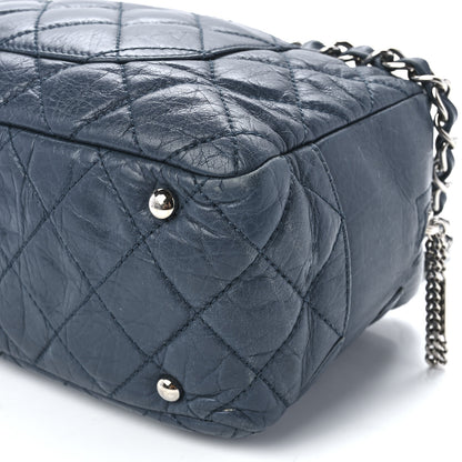Chanel Aged Calfskin Quilted Cotton Club Bowler Blue 11 of 11