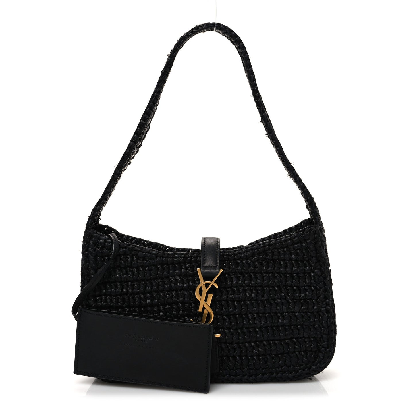Raffia Calfskin Le 5 A 7 Mini Hobo Black Black