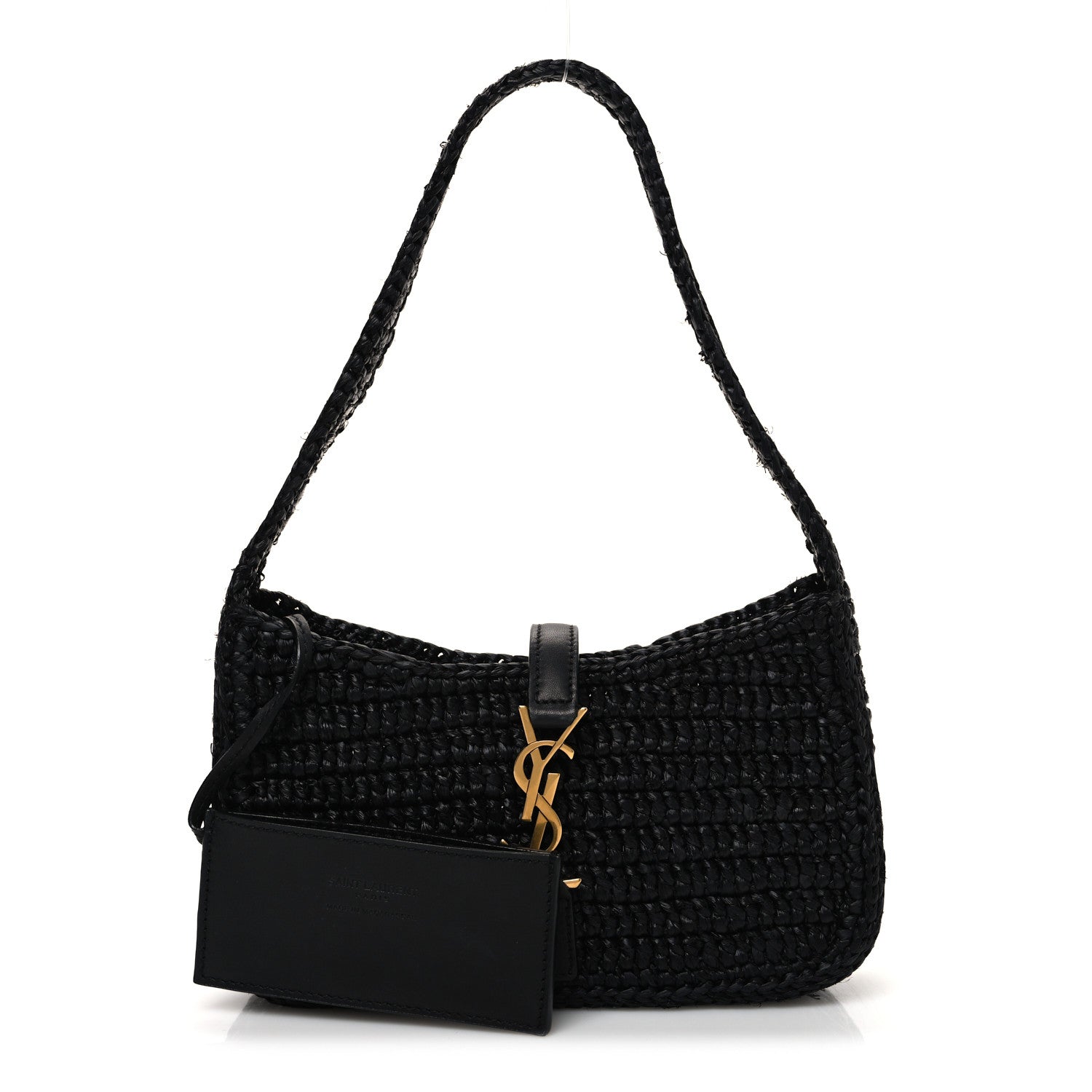 Saint Laurent Raffia Calfskin Le 5 A 7 Mini Hobo Black Black 3 of 11