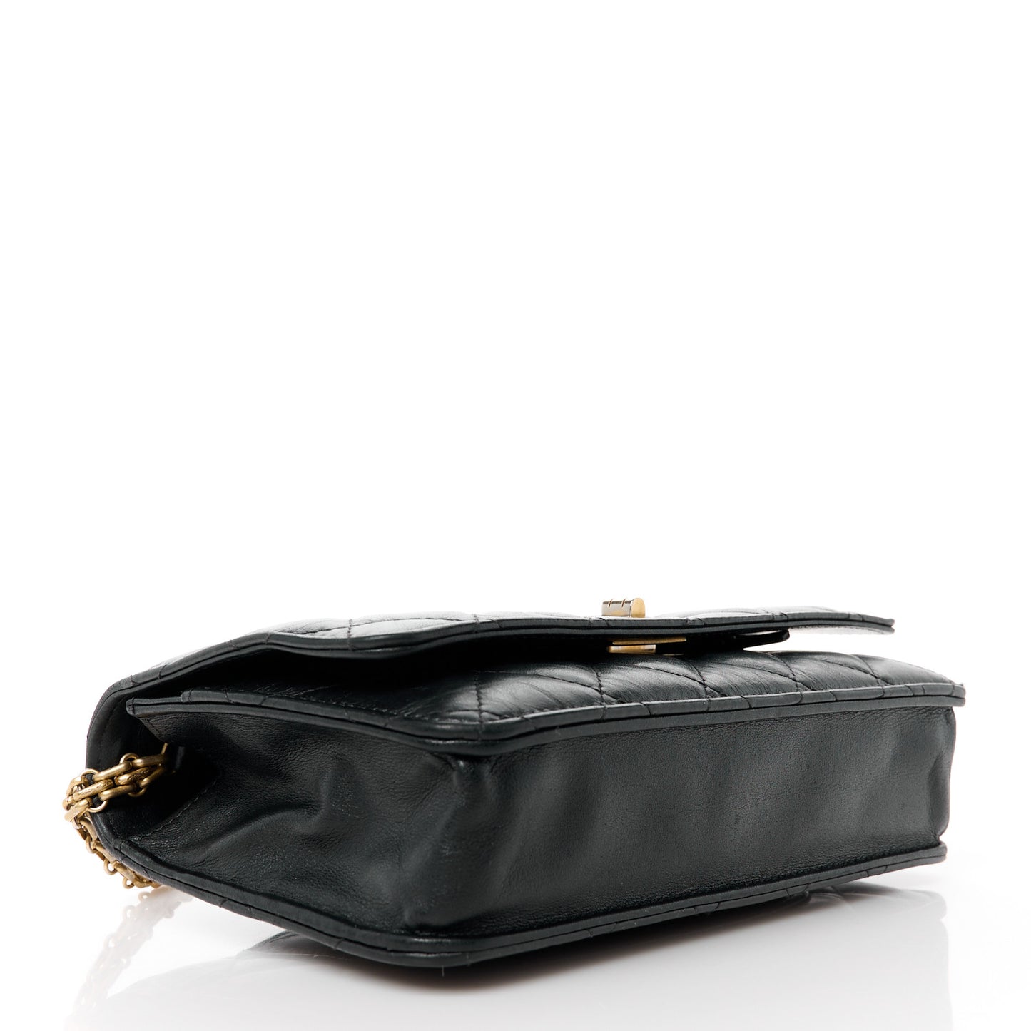 Aged Calfskin Quilted Reissue Wallet On Chain WOC Black