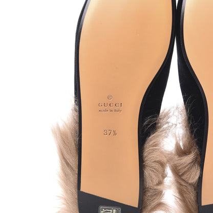 Gucci Velvet Fur Womens Princetown Slippers 37.5 Black 6 of 8