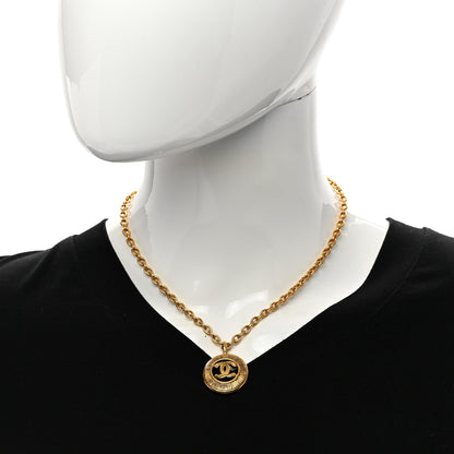 Chanel Metal CC Sunburst Chain Pendant Necklace Gold 2 of 4
