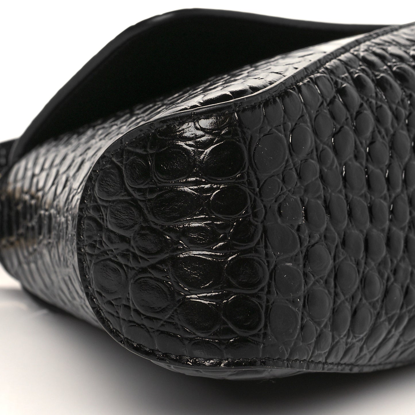 Shiny Super Supple Calfskin Crocodile Embossed Medium XX Flap Bag Black