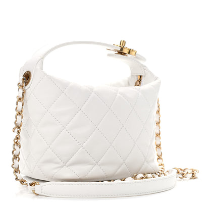 Chanel Lambskin Quilted Small Perfect Meeting Hobo White 3 of 9