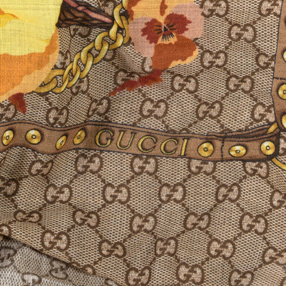 Gucci Wool Jacquard GG Monogram Big Panshie Fringe Shawl Sun Beige 2 of 4