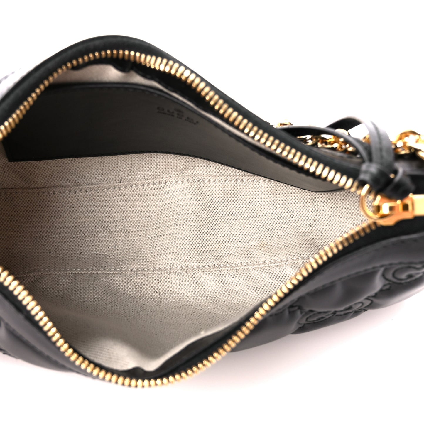 Calfskin GG Matelasse Chain Handbag Black Natural