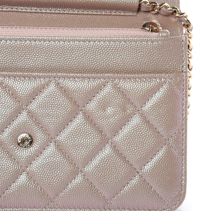 Chanel Iridescent Caviar Quilted Wallet On Chain WOC Beige 11 of 12